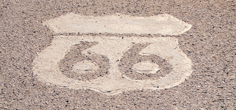 Route 66 sign concrete