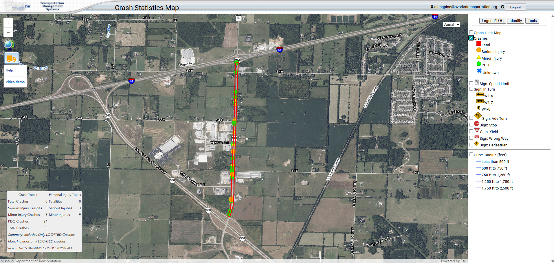 Route MM Crash Map